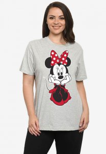 Disney Women's Minnie Mouse Sitting Short Sleeve T-Shirt Gray | Disney