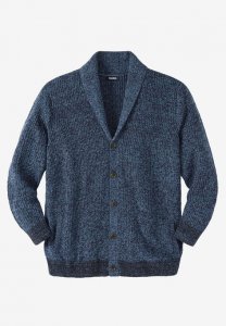 Shaker Knit Shawl-Collar Cardigan Sweater | KingSize
